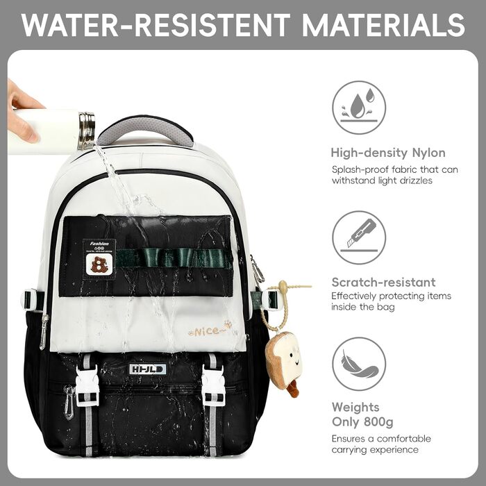Шкільний рюкзак для дівчинки-підлітка, великий рюкзак для школи 5-12 класів, стильний рюкзак-daypack з нейлону для гімназії, реального училища та університету, зелений (чорний)