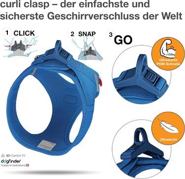 Шлейка для собак Curli Clasp Air-Mesh блакитна, розмір M