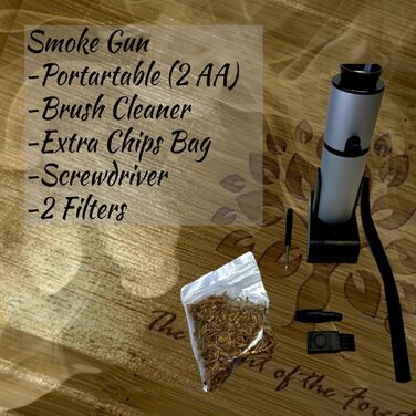 Набір для копчення коктейлів - Коптильня для віскі з пістолетом, тарілкою та стружкою - 6 смаків - Елегантний набір для копчення 'все в одному' для ідеальних напоїв та страв