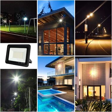 LED Floodlight 50W, Outdoor 5000LM, Spotlight 72 LED IP65 Waterproof, Outdoor Floodlight 6500K Cool White, 230V for Garage, Garden 【2 Pieces Black】