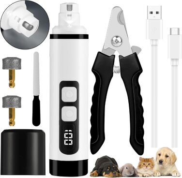 Електричний триммер для собак та котів Aomig Krallenschleifer 6 шт. з LED-дисплеєм та змінними насадками