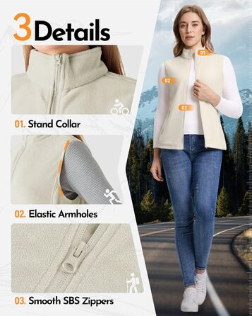 Жіноча флісова жилетка Outdoor Ventures - тепла, безрукавка для спорту, туризму та відпочинку (Wollweiß, XS)