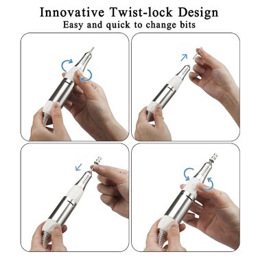 Nagelfräzer JCMaster Profi: Електрична фрезер для нігтів з педаллю, 35000 об/хв, 6 насадок, сенсорне керування (Білий)