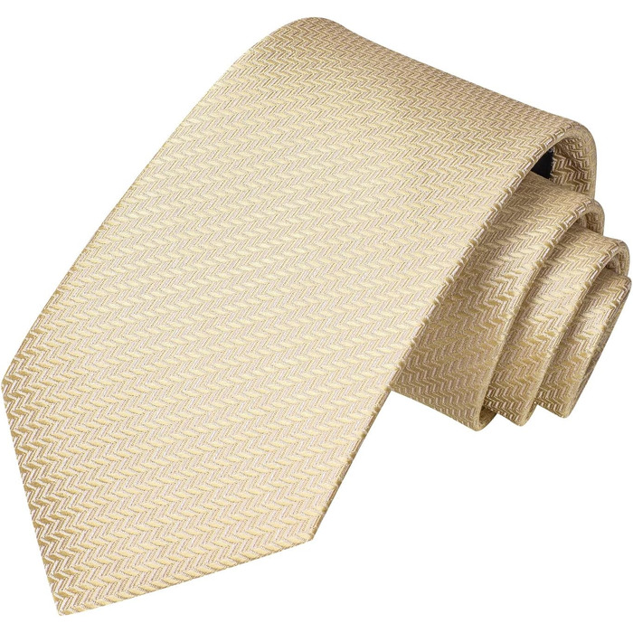 Комплект чоловічих краваток Hi-Tie Classic (4 шт.): краватка, нагрудна хустка, затискачі для запонок, зажим для краватки, шовк, однотонні та з візерунком пейслі, шампань