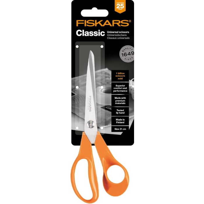 Універсальні ножиці Fiskars для правші, 21 см, якісна сталь/пластик, серія Classic, 1000815