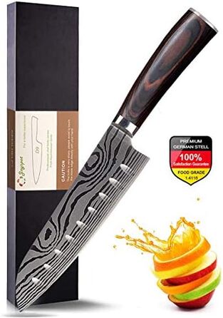 Японський ніж Joyspot Santoku 7 дюймів, професійний ніж для кухні, з нержавіючої сталі, гостра леза, ергономічна ручка