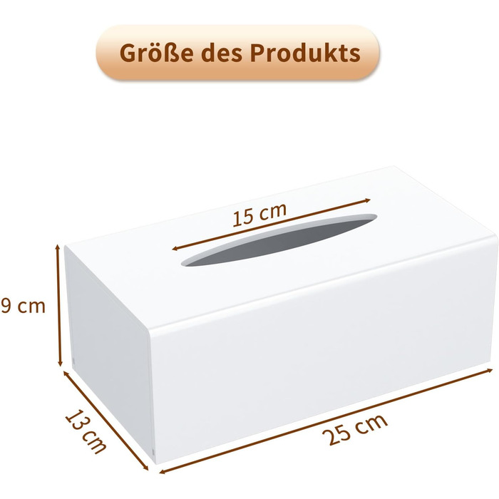 AITEE Acrylic Cosmetic Tissue Box: 25x13x9 cm White Tissue Box with Magnetic Cover for Dining Room, Bathroom, Bedroom, Office, Coffee Table, Car
