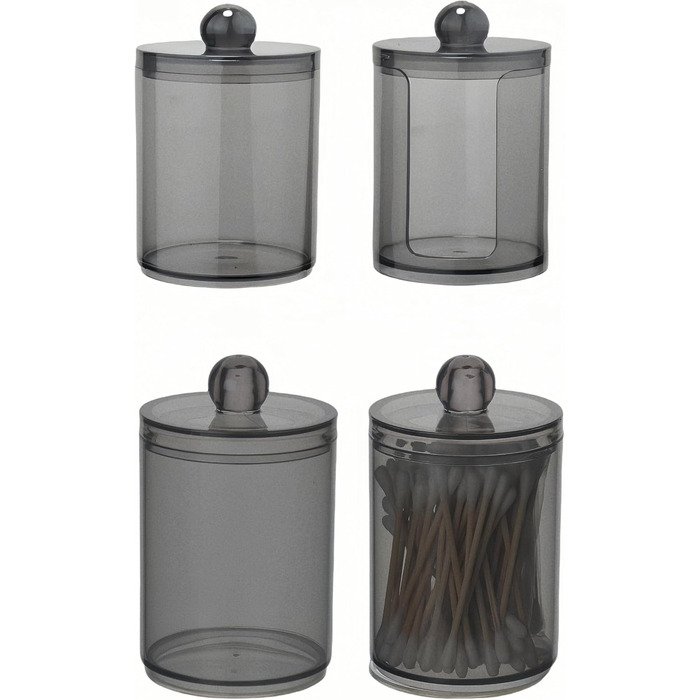 Диспенсер для ватних паличок та дисків з PET пластику, чорний. Організатор для косметики, ватних дисків, ватних паличок (Q-tips) для ванної, спальні, туалетного столика