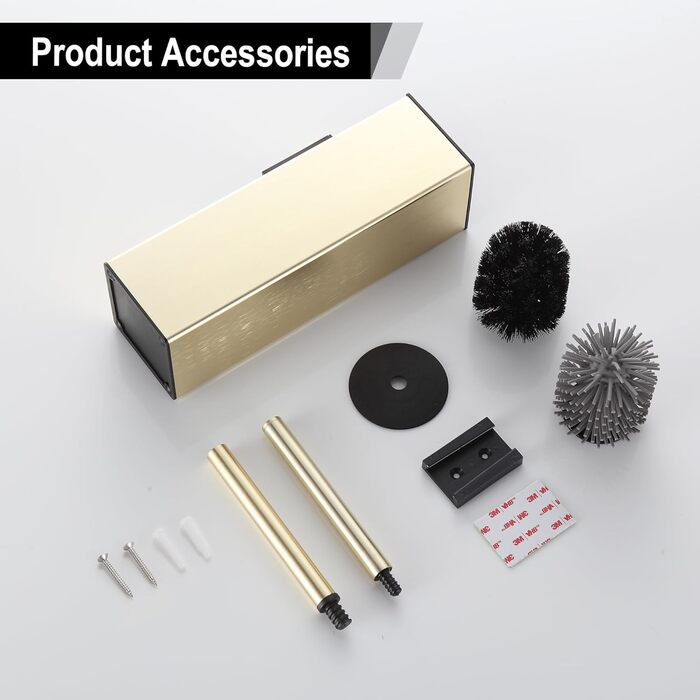 Настінна щітка для туалету BVL з кріпленням без свердління, набір з 2 насадки, силіконова щітка для унітазу, кутова, білий матовий колір