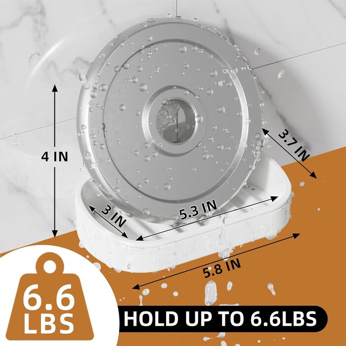 Тримач для мила LEVERLOC з піддоном, MAX 3 кг, настінний, без свердління, з присосками, для ванної кімнати та кухні, білий (2 шт.)