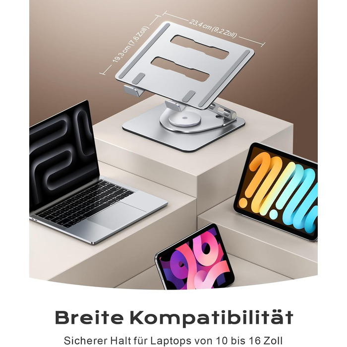 Регульована підставка для ноутбука 360° - ергономічна, до 16 дюймів, сумісна з MacBook Air/Pro