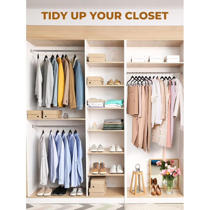 Набір вешалок для суконь та спідниць HOUSE DAY, 24 шт, чорні, з кліпсами, ультратонкі, антиковзаючі, економія місця