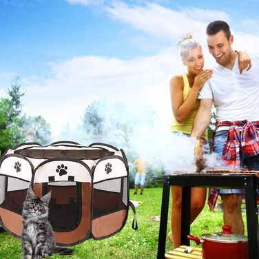 Клітка-забіг для цуценят та тварин, 74x74x43 см, для собак, котів, кроликів, дрібних тварин, Oxfordgewebe, портативна