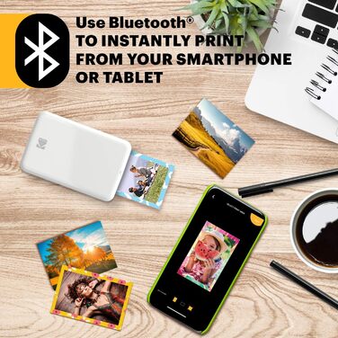 Фотодрук KODAK Step: Портативний міні-друк фото з телефону - Bluetooth, iOS & Android, білий