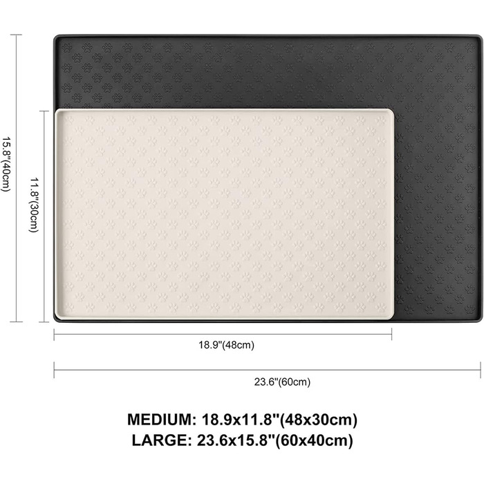 Підставка для миски для собак та котів Umtiti 60x40 см, кремового кольору, водонепроникна, з силікону, не слизька, для годування, L-1 шт.