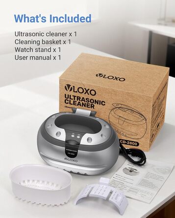 Ультразвукова мийка VLOXO 600мл, 42 кГц – для ювелірних виробів, інструментів, протезів, годинників, нержавіюча сталь, 50W