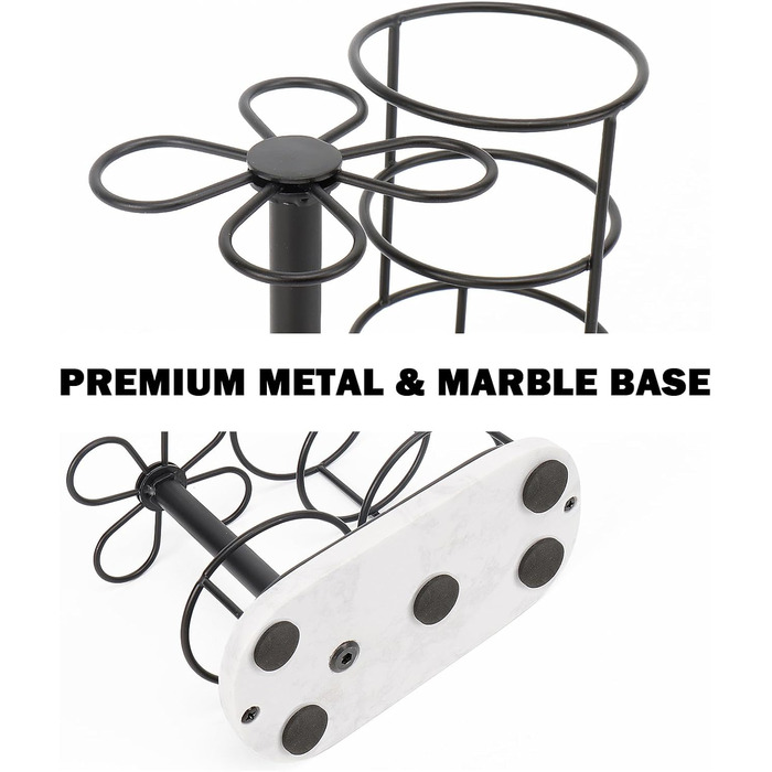 HarJue Toothbrush Holder for Bathroom, Metal Toothbrush Organizer with Marble Base, Toothbrush Storage Collection for Family, Suitable for Home, Hotel, Countertop, Vanity (Matte Black, Medium)