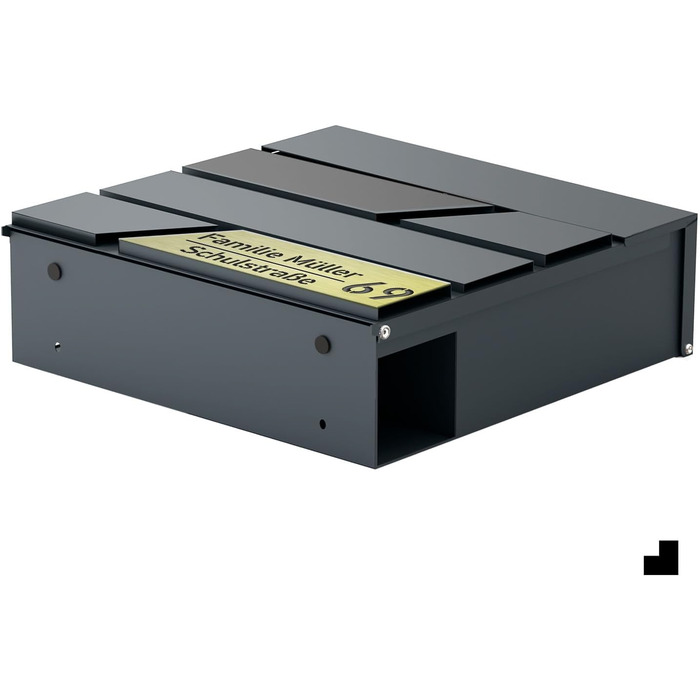 Поштовий ящик для газет Anthrazit з іменним шильдиком Julia Standard - настінний, порошкове покриття RAL 7016, 37x37 см