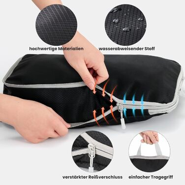 Набір кубиків-органайзерів для подорожей MEUVO - 7 шт. Компресійні сумки для валізи/рюкзака, чорні