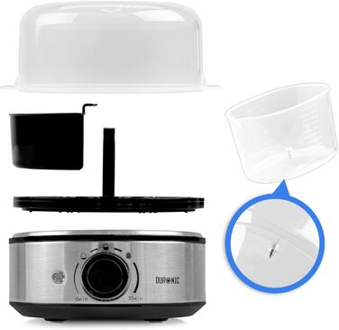 Електричний яйцеварка Duronic EB27 WE для 1-7 яєць з регулюванням ступеня готовності, таймером та захистом від перегріву, з мірним стаканчиком та знімачем яєць