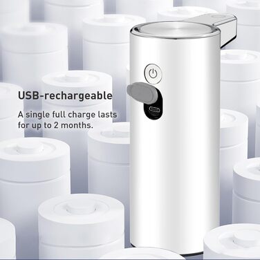 Automatic Soap Dispenser with Window, Dish Soap Dispenser with Infrared Sensor, 250ml, USB Rechargeable, Waterproof, Adjustable Dosage, Drip-Free, for Kitchen & Bath – Matte Black