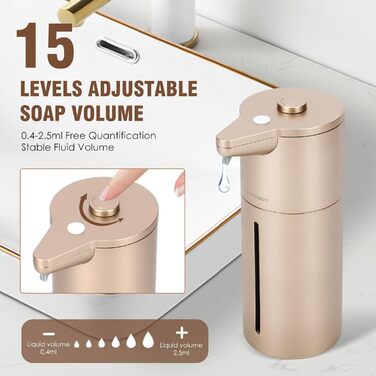 Автоматичний дозатор мила безконтактний, для кухні та ванної кімнати, сенсорний, регульована гучність, тривалий час роботи акумулятора, сумісний з густою та рідкою милом, простий у використанні для дітей, не забивається