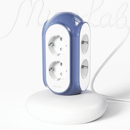 Сетевой фильтр-башня MiaoLab на 6 розеток с выключателем, защита от перенапряжения 1420J, мощность 3680Вт/16А, кабель 2м, огнестойкий корпус, цвет Mittelmeerblau