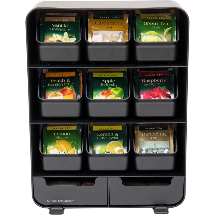 Підставка та органайзер для чайних пакетиків Mind Reader 'Baggy' - 180 пакетиків, чорний