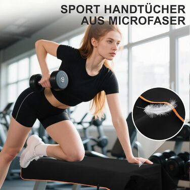 Набір спортивних рушників 2 шт. 120x50 см з кишенею на блискавці, мікрофібра, для тренажерного залу, швидке висихання, чорно-жовтий