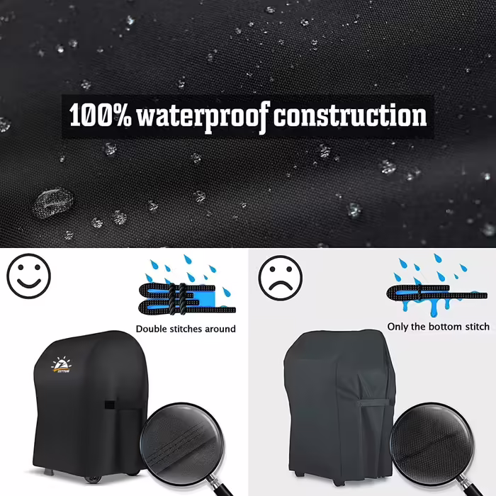 Чохол для гриля Zettum 76 см, водонепроникний, для Weber Spirit 210/Е-210, преміум, міцний, з PU покриттям, для складаної бічної полиці (76x66x109 см)