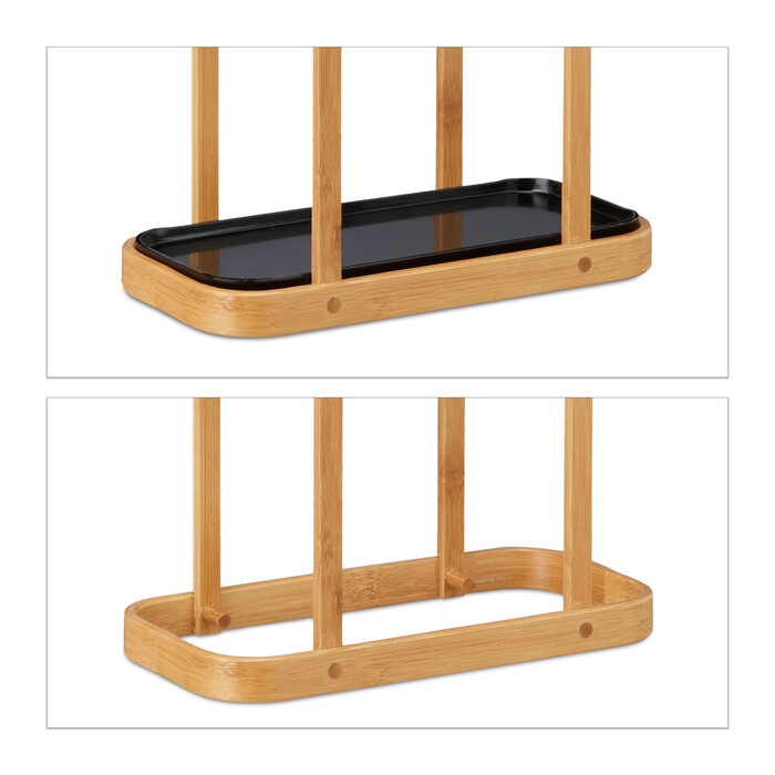 Relaxdays Bamboo Umbrella Stand with Drip Tray