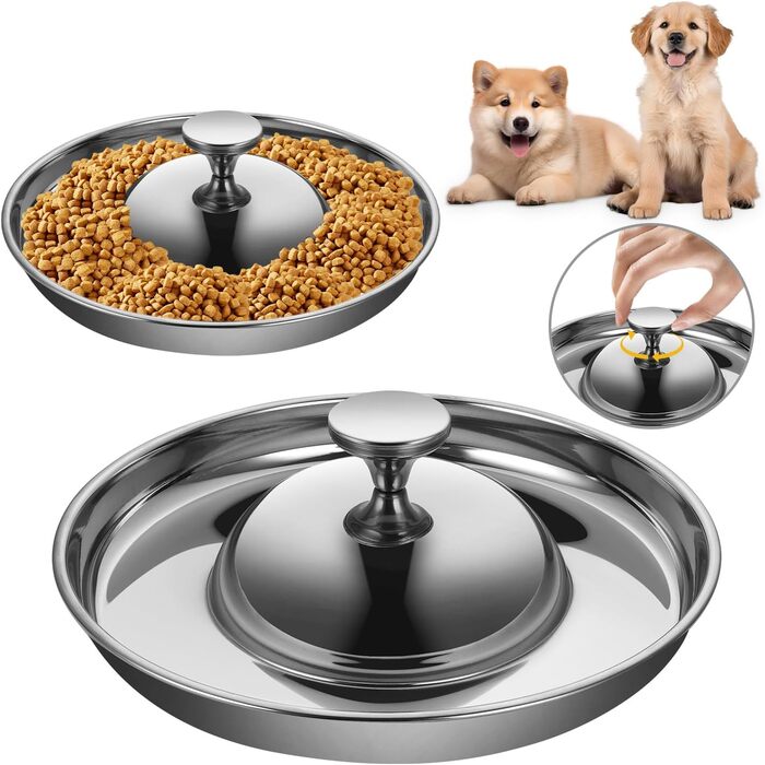 Набір мисок для цуценят та собак, 2 шт. з нержавіючої сталі, повільне годування, для маленьких собак, котів та тварин