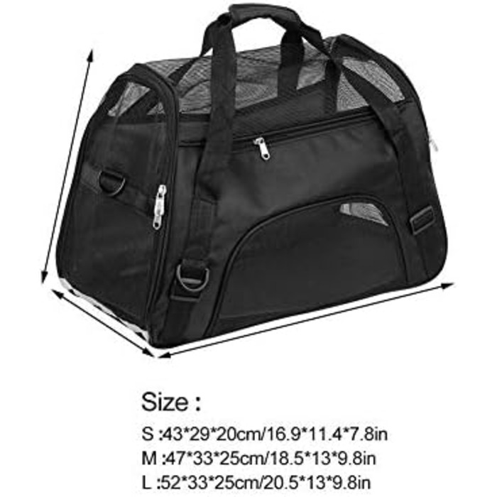 Транспортна сумка для собак і котів, складна переноска для тварин, чорна (L)