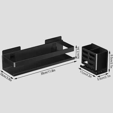Алюмінієвий душовий кошик, 30 см, 2 шт. - Органайзер для ванної кімнати, настінний, самоклеючий (2 шт. в наборі)