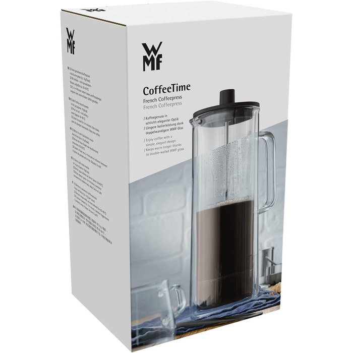 WMF Coffee Time Coffeepress double-walled 0.75l, French Press, coffee maker for 6 cups, glass, dishwasher-safe