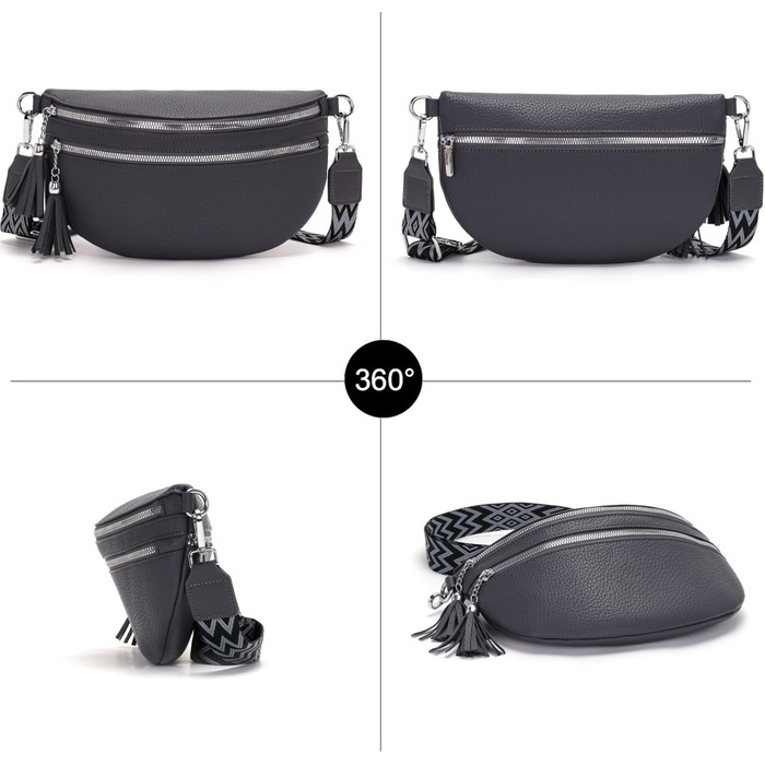 Сумка на пояс жіноча бежева, кросбоді, середнього розміру з відділенням для карт та 2 ременями - ідеальна для міста!