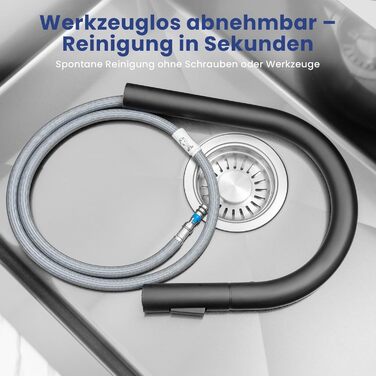 Кран кухонний CECIPA SOFETIY SERIE, чорний, з висувною лійкою, 360° поворот, нержавіюча сталь, двофункціональний