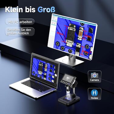 Цифровий мікроскоп Leipan LPM7 4.3' для дітей та дорослих, 1000x збільшення, IPS дисплей, 8 LED, USB-підключення до ПК (Windows/Mac), 32GB TF-карта, DM7-4.3' монетосвід