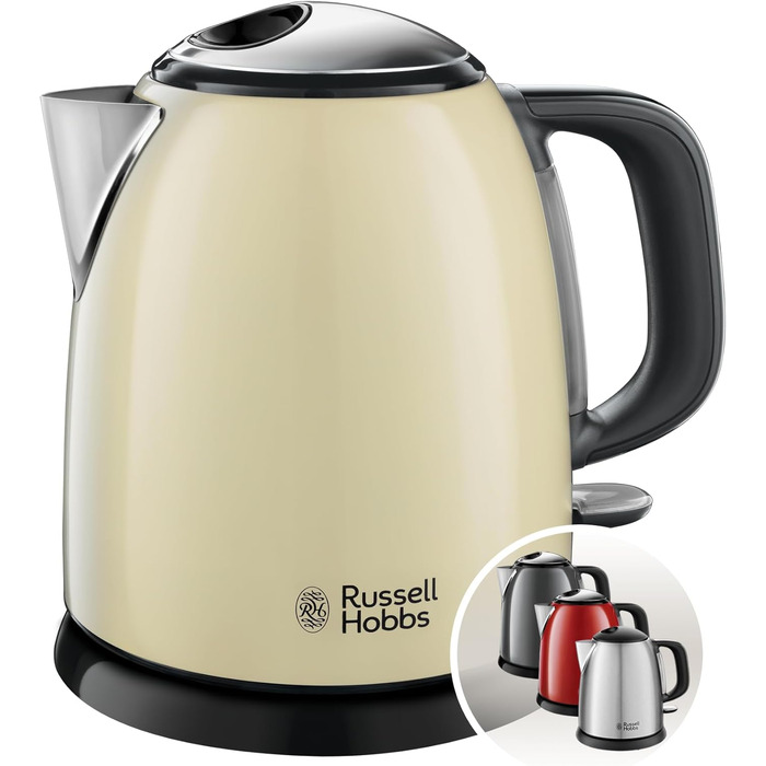 Електричний чайник Russell Hobbs 1 л, Edelstahl Creme (2400W, швидке кип'ятіння, фільтр від накипу, індикатор рівня води, компактний) 24994-70