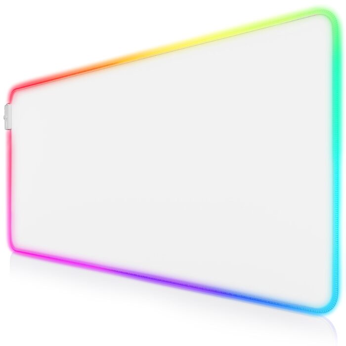 Ігровий килимок для миші TITANWOLF RGB XXL (800x300 мм) з LED-підсвіткою, 11 режимів освітлення, вологостійкий, білий
