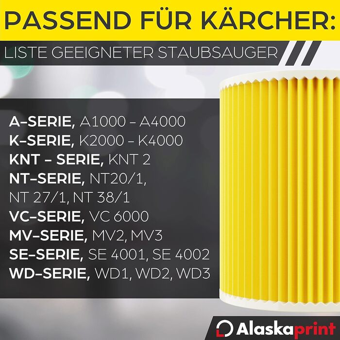 Фільтр для пилососа Kärcher (3 шт.), сумісний з WD3, WD2, WD 3, WD1, MV3, MV2, NT, KNT, K A SE, VC. Замінює 6.414-552.0, 6.414-772.0, 6.414-547.0. Фільтр для алергіків (3 шт.)