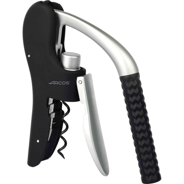 Arcos Wine Opener - Black & Gray Ergonomic Corkscrew with ABS & Zinc Alloy Handle