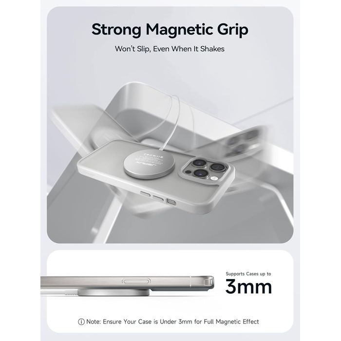 Бездротовий зарядний пристрій JSAUX MagSafe 15W для iPhone 17/16/15/14/13/12, AirPods 3/2, Кольоровий (блакитний)