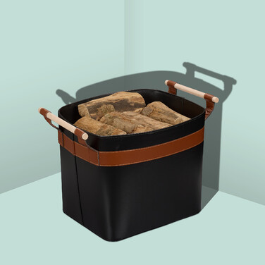 Relaxdays Firewood Basket made of Faux Leather