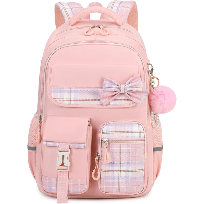 Шкільний рюкзак Tanou для дівчаток, водонепроникний, з візком, візерунок 'Клешні', 9-16 років (Рожевий)