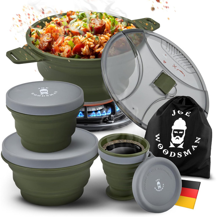 Набір посуду для кемпінгу Joe Woodsman: легкий, складаний, для туризму та подорожей