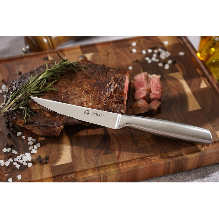 13-Piece Premium Stainless Steel Knife Block Set with Magnetic Storage - Ergonomic Handles, Kitchen Chef's Knife Set, Acacia Wood Block with Leather Strap