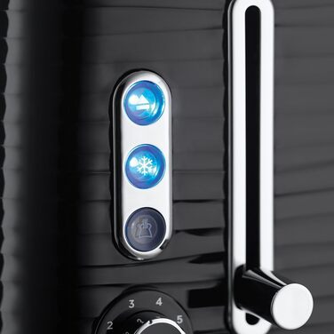 Тостер Russell Hobbs Inspire для 2 скибок, чорний, 6 режимів, широкі відділення, підставка для булочок, розморожування та підігрів