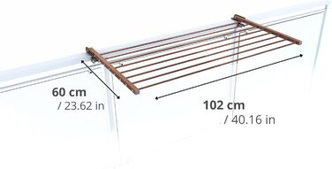 Сушарка для білизни Foxydry Duo для балкона, тераси та перил з нержавіючої сталі та алюмінію, коричнева, 102 см