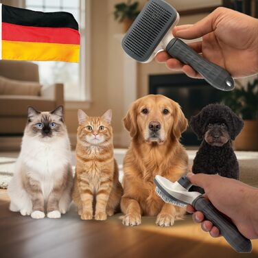 Щітка для собак та котів, самоочисна, сіра – видаляє випале шерсть, для довгої та короткої шерсті, блиск шерсті